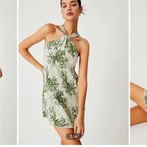 NWT Greenfield Floral Halter Pleat Short Dress